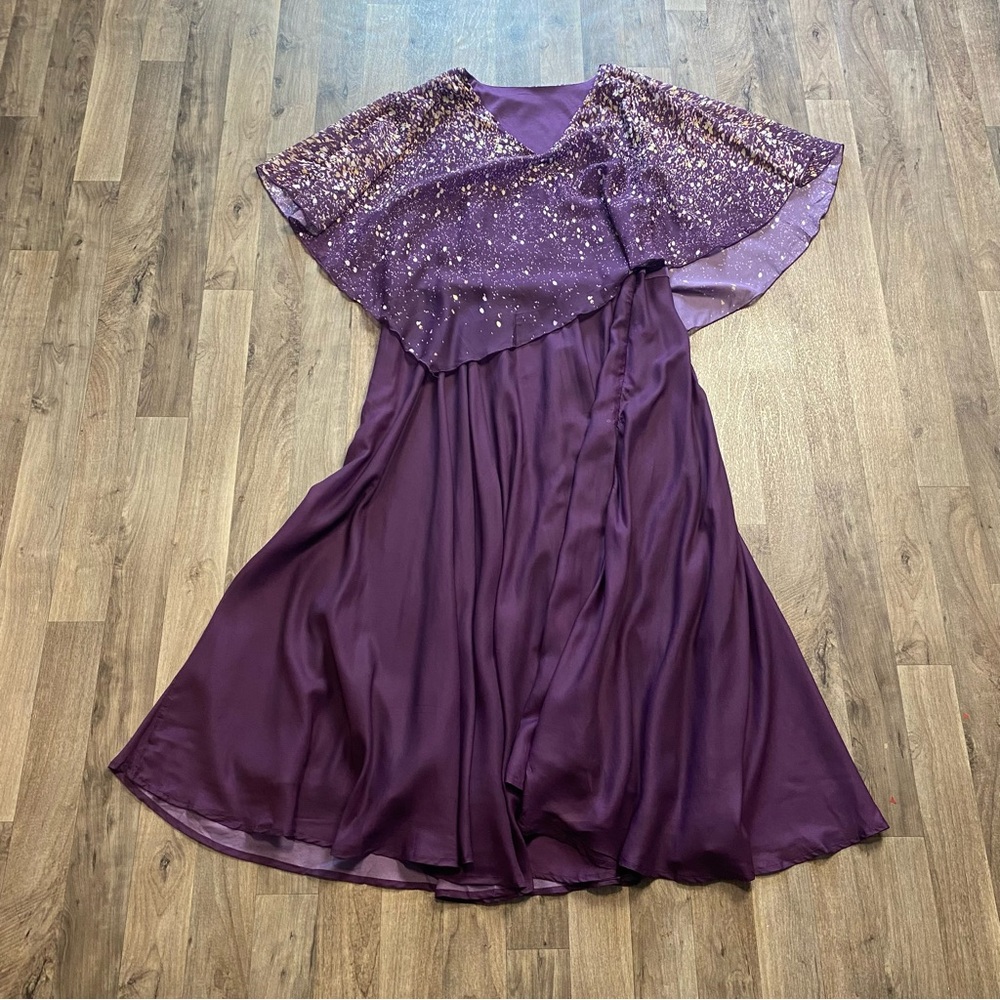 NWT Flycurvy Purple Asymmetrical Gown Layered Top Midi/Maxi Size 3X